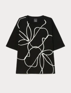 T-shirt in jersey di cotone stampato - NERO