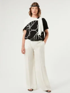 T-shirt in jersey di cotone stampato - NERO