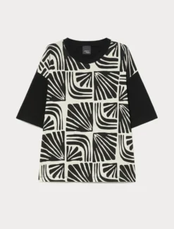 T-shirt in jersey di cotone stampato - NERO