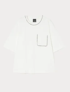 T-shirt in jersey di cotone stretch - BIANCO
