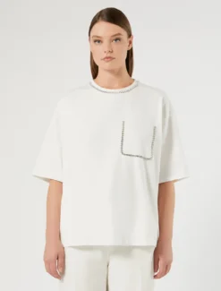 T-shirt in jersey di cotone stretch - BIANCO