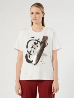 T-shirt in jersey di cotone stretch - BIANCO OTTICO