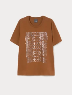 T-shirt in jersey di cotone stretch - CUOIO