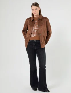 T-shirt in jersey di cotone stretch - CUOIO