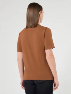T-shirt in jersey di cotone stretch - CUOIO
