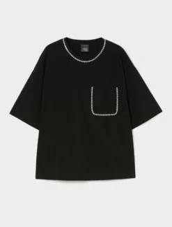 T-shirt in jersey di cotone stretch - NERO