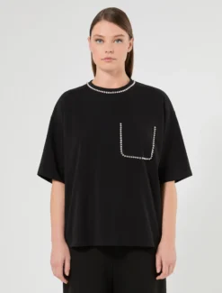 T-shirt in jersey di cotone stretch - NERO