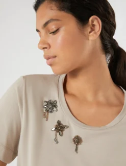 T-shirt in jersey di cotone - TORTORA