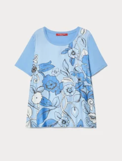 T-shirt in jersey di viscosa - AZZURRO