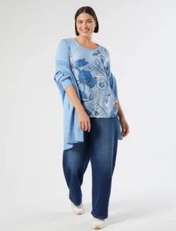 T-shirt in jersey di viscosa - AZZURRO