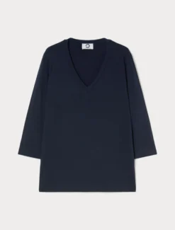 T-shirt in jersey di viscosa - BLU NOTTE