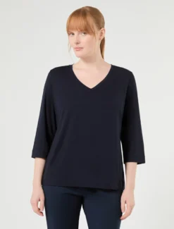 T-shirt in jersey di viscosa - BLU NOTTE