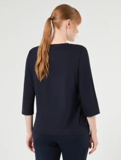 T-shirt in jersey di viscosa - BLU NOTTE