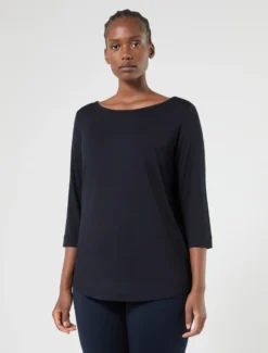 T-shirt in jersey di viscosa - BLU NOTTE