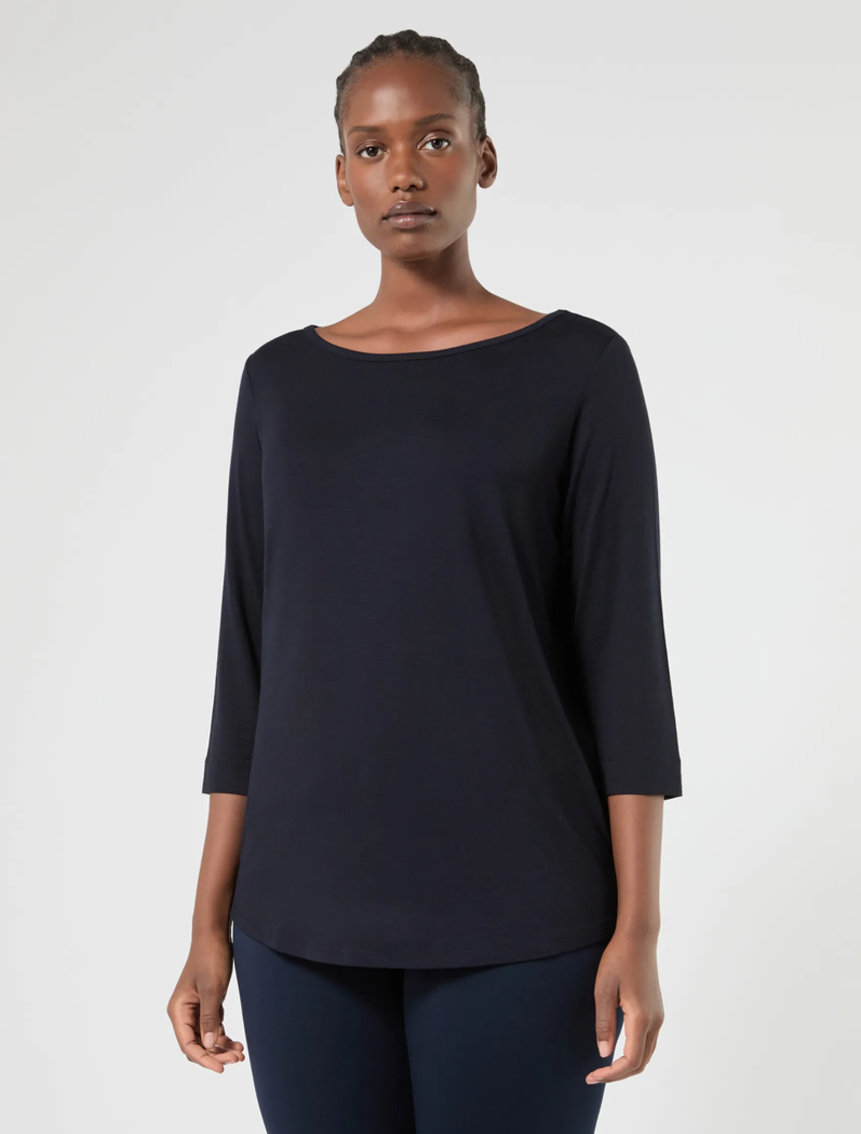 T-shirt in jersey di viscosa - BLU NOTTE