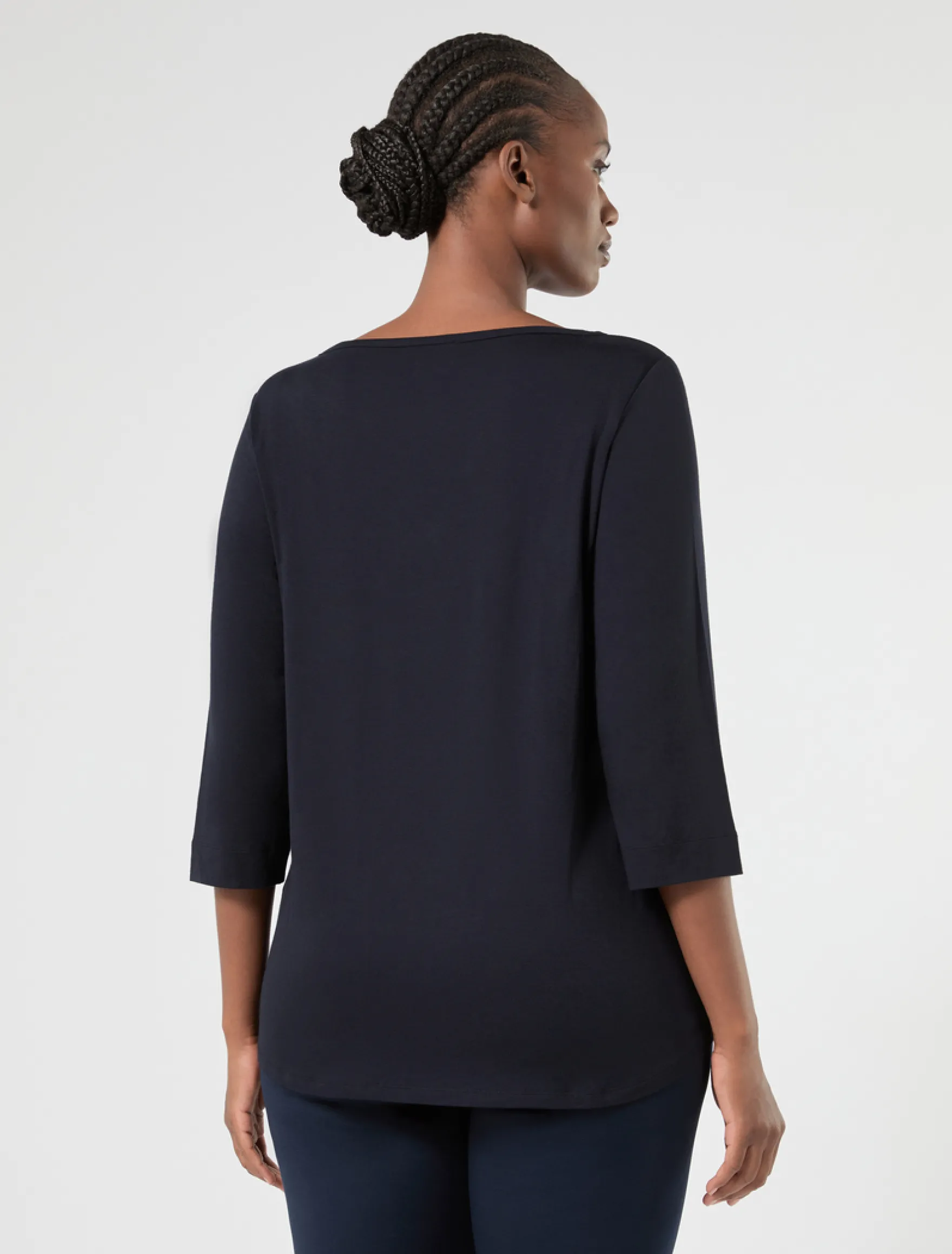 T-shirt in jersey di viscosa - BLU NOTTE