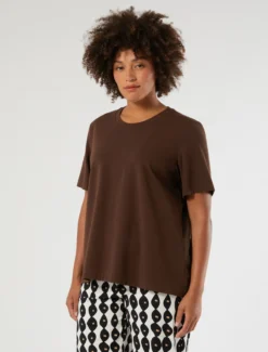 T-shirt in jersey e popeline - CACAO