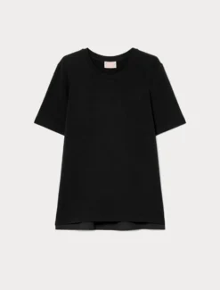 T-shirt in jersey e popeline - NERO