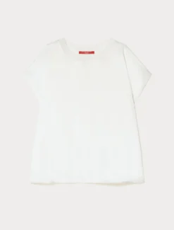 T-shirt in jersey e raso - AVORIO