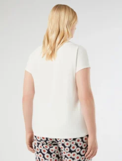 T-shirt in jersey e raso - AVORIO