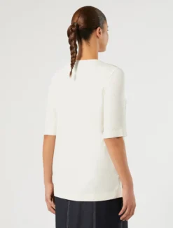 T-shirt in jersey e raso - AVORIO