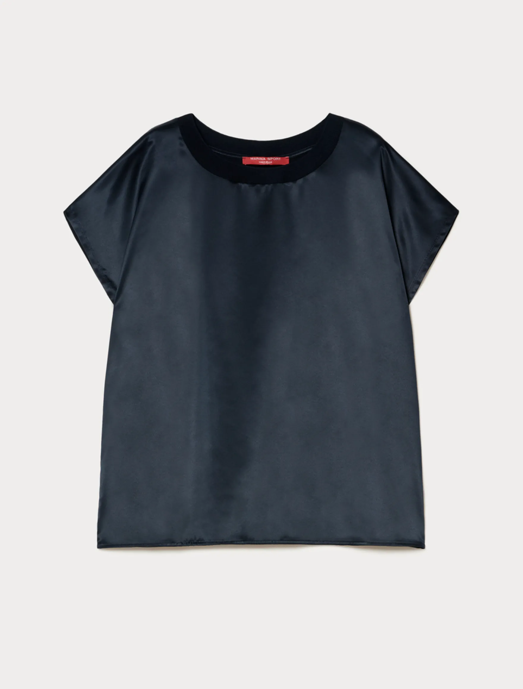 T-shirt in jersey e raso - BLU NOTTE