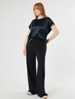 T-shirt in jersey e raso - BLU NOTTE