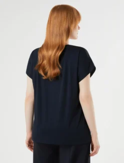 T-shirt in jersey e raso - BLU NOTTE