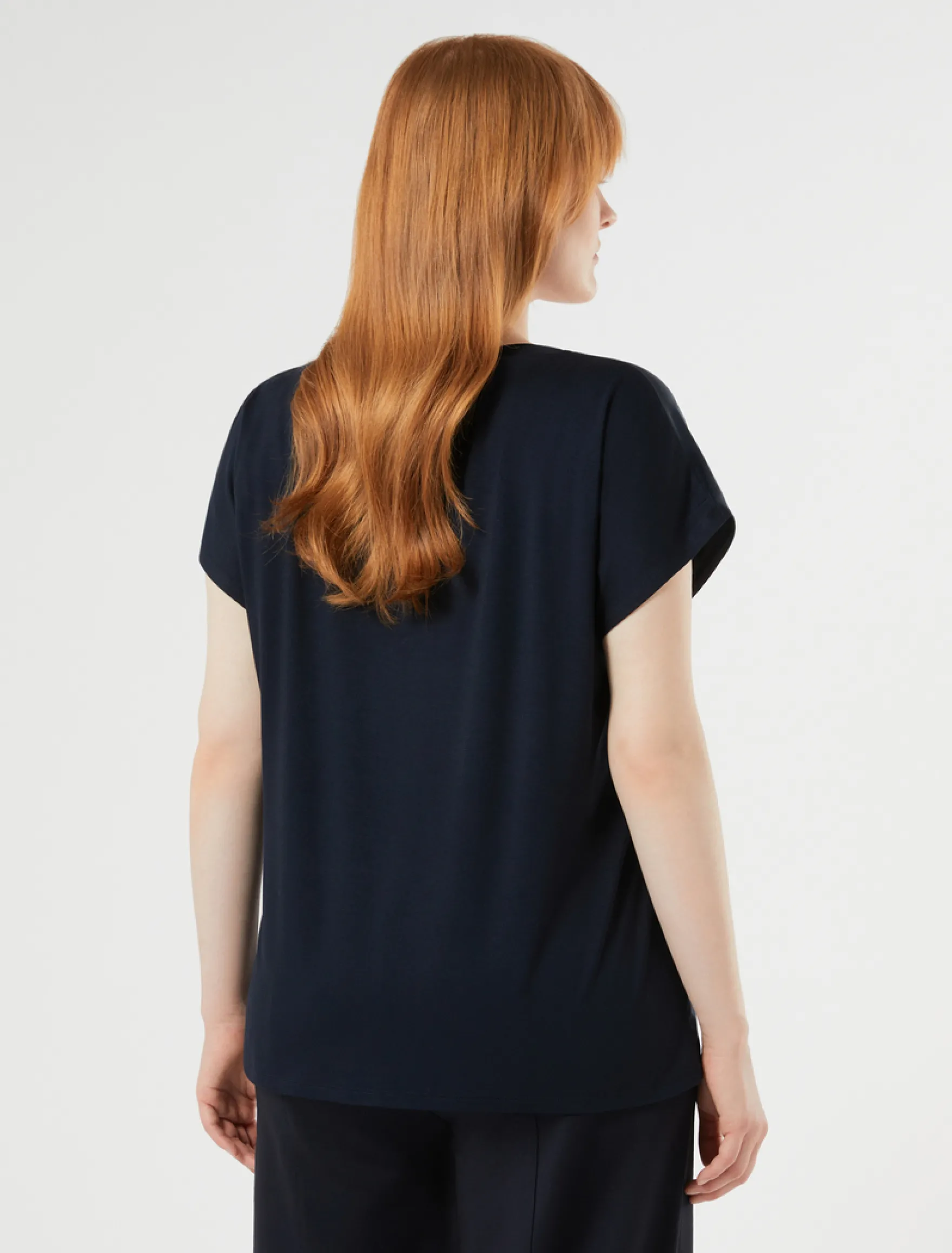 T-shirt in jersey e raso - BLU NOTTE