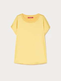 T-shirt in jersey e raso - GIALLO