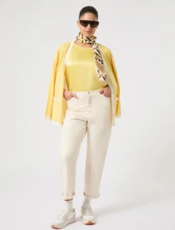 T-shirt in jersey e raso - GIALLO