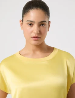 T-shirt in jersey e raso - GIALLO