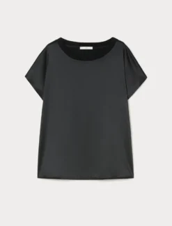T-shirt in jersey e raso - NERO