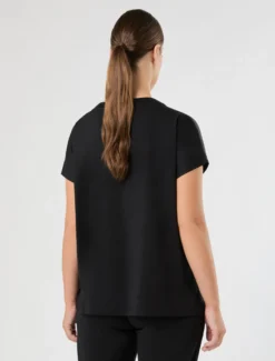 T-shirt in jersey e raso - NERO