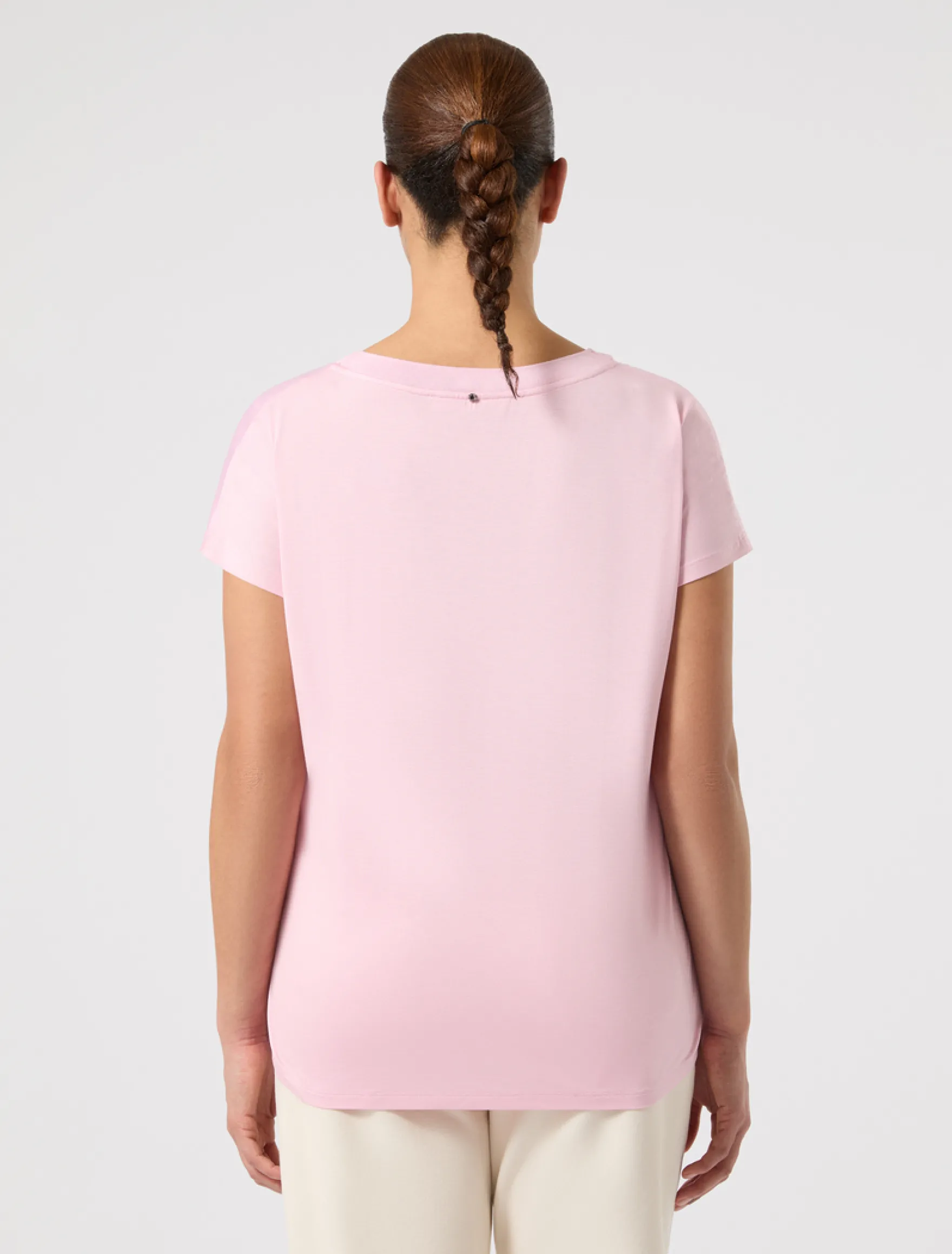 T-shirt in jersey e raso - ROSA