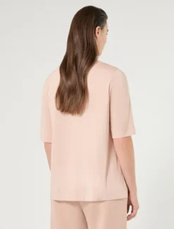 T-shirt in jersey e raso - ROSA ANTICO