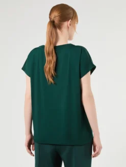 T-shirt in jersey e raso - VERDE BOSCO