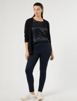 T-shirt in jersey e seta - BLU NOTTE