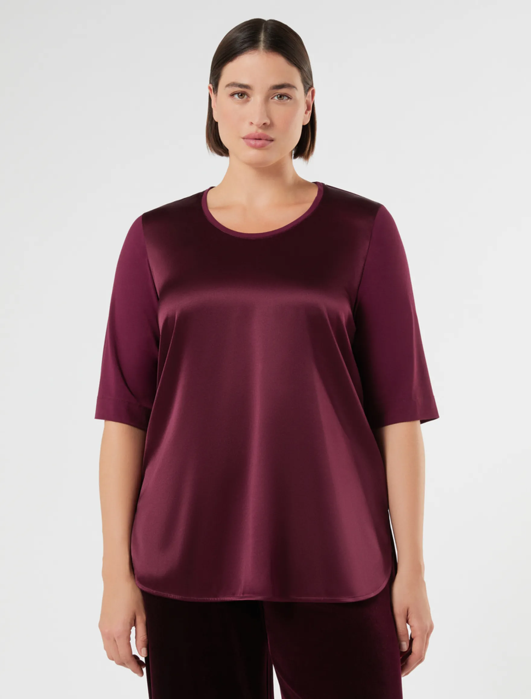 T-shirt in jersey e seta - BORDEAUX