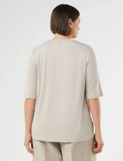T-shirt in jersey e seta - TORTORA