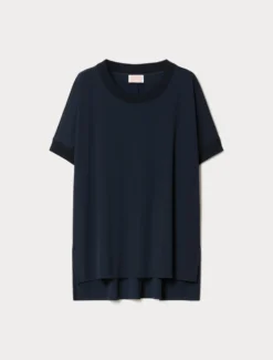 T-shirt in jersey fluido e maglia - BLU NOTTE