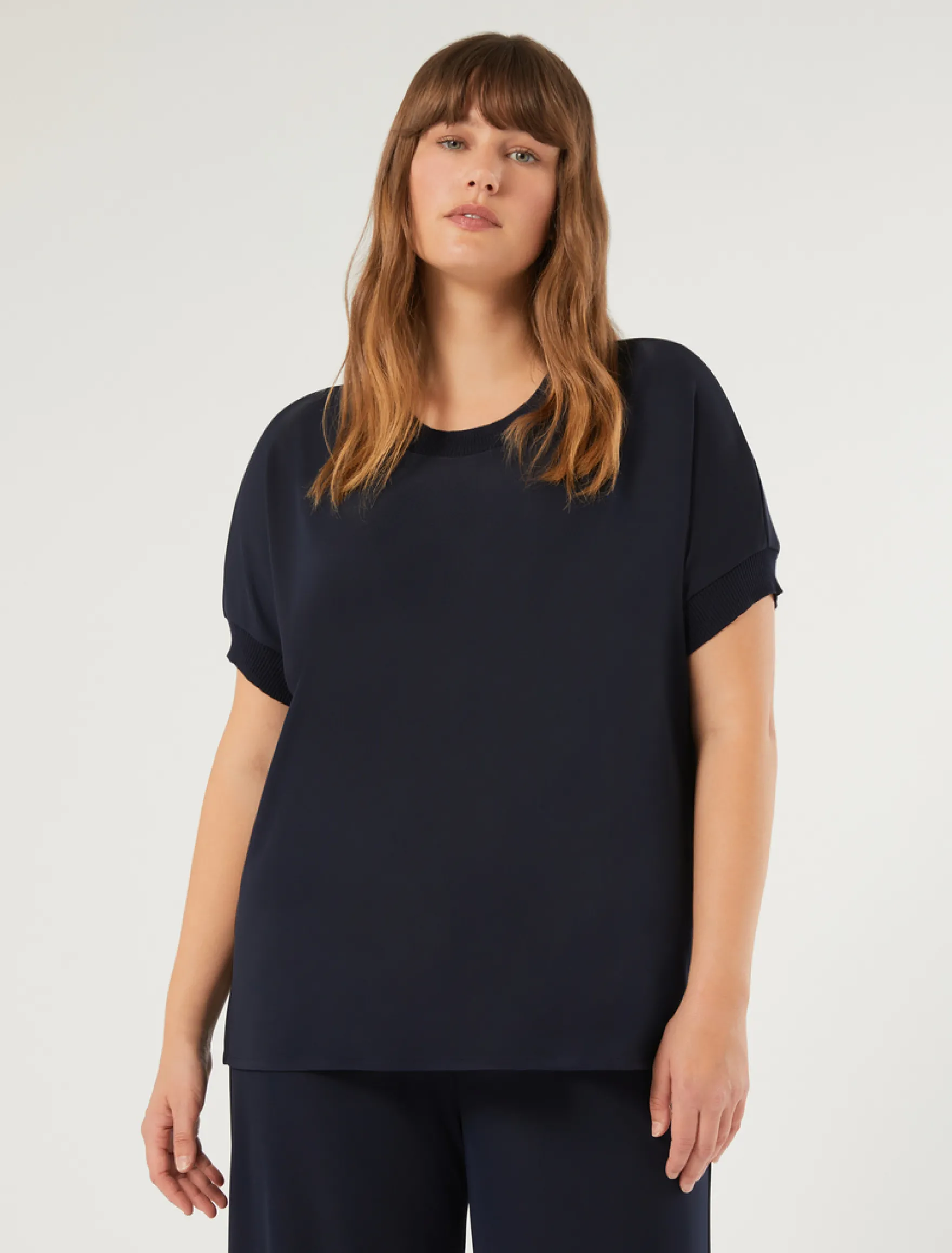 T-shirt in jersey fluido e maglia - BLU NOTTE