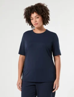 T-shirt in jersey fluido stretch - BLU NOTTE
