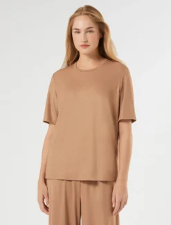 T-shirt in jersey fluido stretch - CARAMELLO