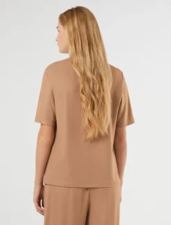 T-shirt in jersey fluido stretch - CARAMELLO