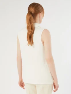 T-shirt in jersey interlock con drappeggio - BIANCO AVORIO