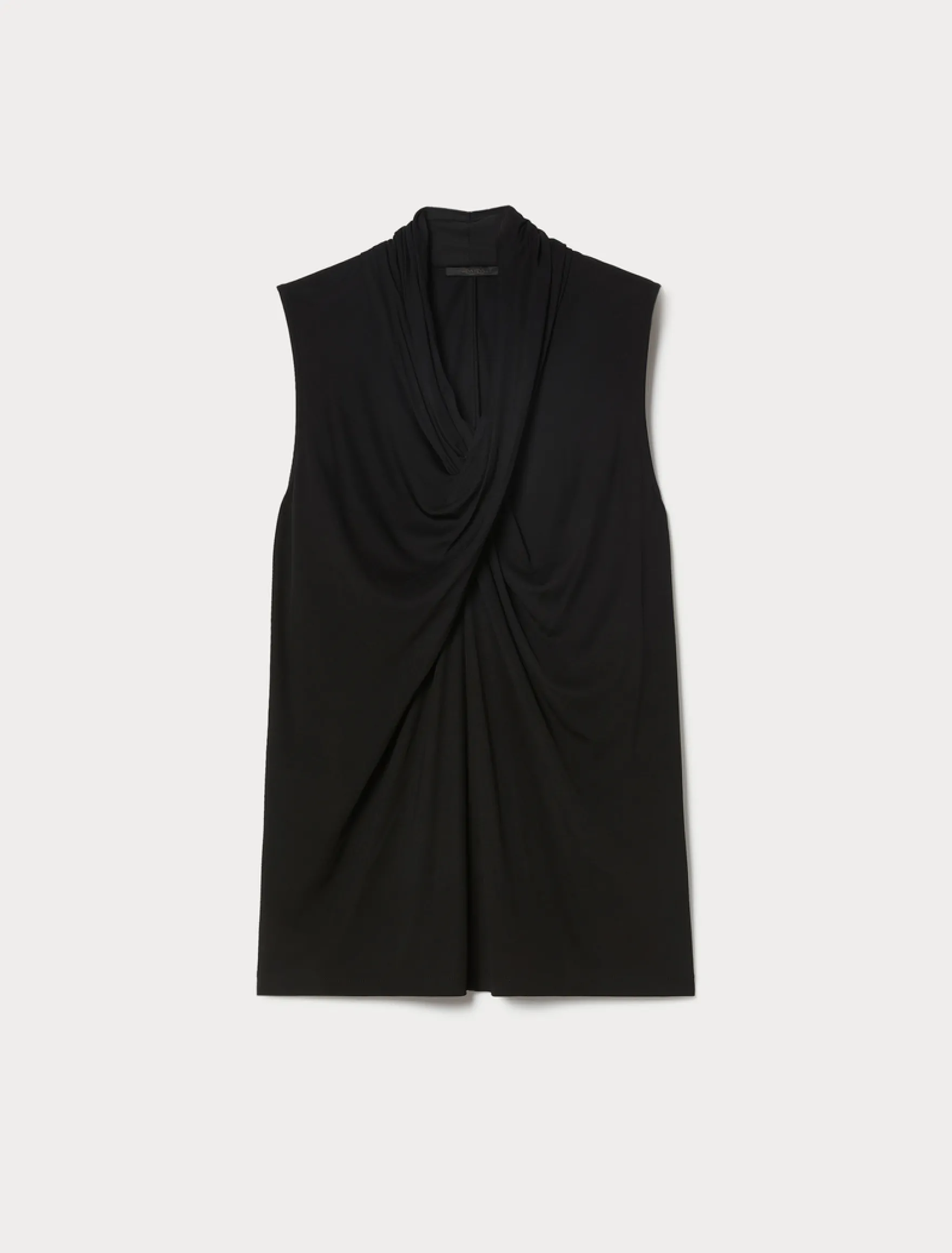T-shirt in jersey interlock con drappeggio - NERO