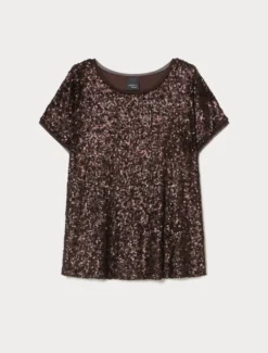 T-shirt in rete con paillettes - CACAO