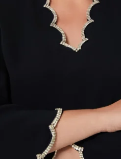 Tunica in cady con ricamo - BLU NOTTE