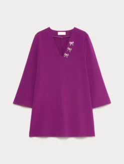 Tunica in cady con ricamo - FUXIA VIOLA